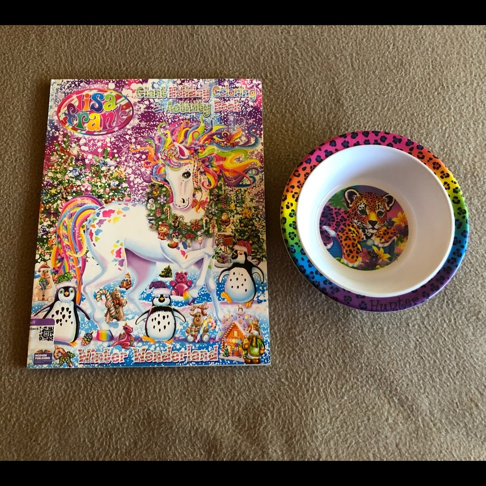 LISA FRANK BOWL & COLORING BOOK